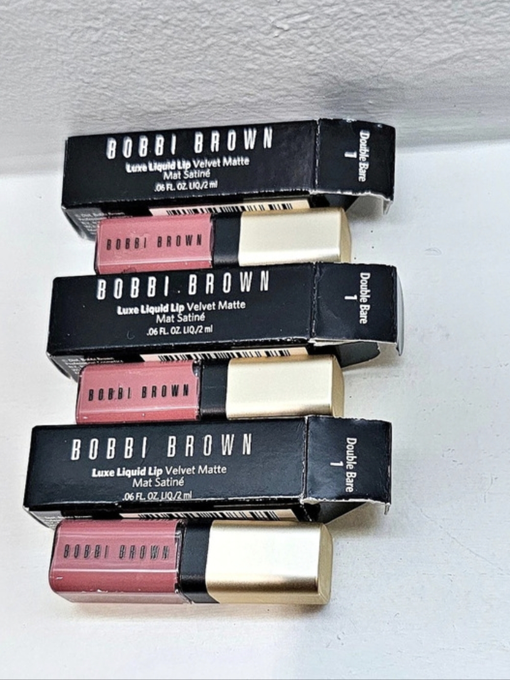 BOBBI BROWN LUXE LIQUID LIP VELVET MATTE LIPGLOSS 3PC IN DOUBLE BARE COLOR(MINI)